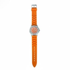 Vtg 2010 Accutime McBling Orange Jelly Watch Iced Out Crystal Bezel lk ToyWatch